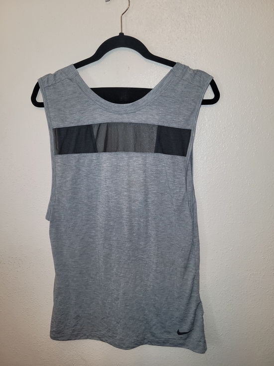 Nike Tops - Nike Dri-FIT Open Back Mesh Training Tank Gray Black Size Medium